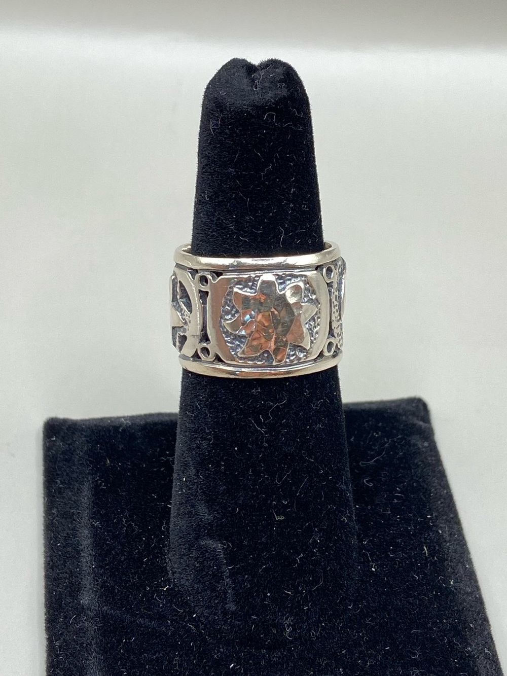 Silpada Rare Sterling Silver Moon Sun and Stars Wide Band Ring R1739